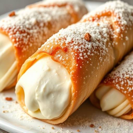 Cannoli filled with fresh Ricotta.