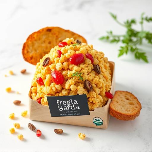 Package of fregola sarda, a toasted semolina pasta from Sardinia